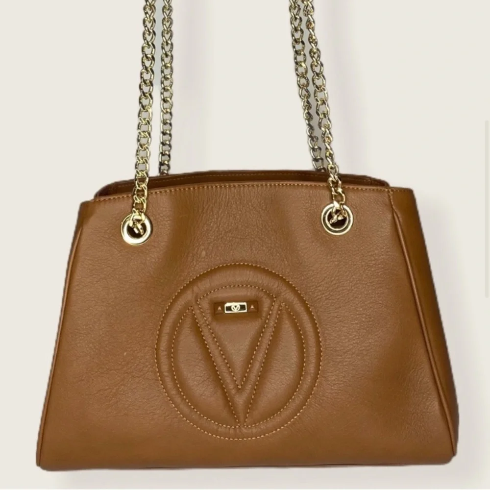 NWT Authentic VALENTINO By Mario Valentino Gold Chain Ladies Crossbody/ Tote Bag - Picture 1 of 15